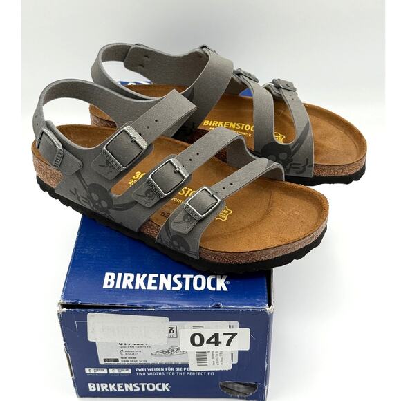 Birkenstock Canberra Kids Birko Flor Sandals Dark Gray Skull Size US5 EU36 - Picture 1 of 9